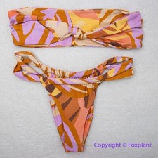 NEW Set Stone Fox Swim Lele knotted bikini top, Bijou bottoms, tropic, M