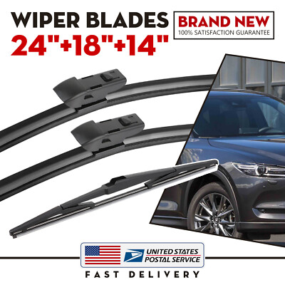 3 Pcs 24'' 18'' 14'' Windshield Wiper Blade Set for Mazda CX-5 2017-2020 Top-Lock