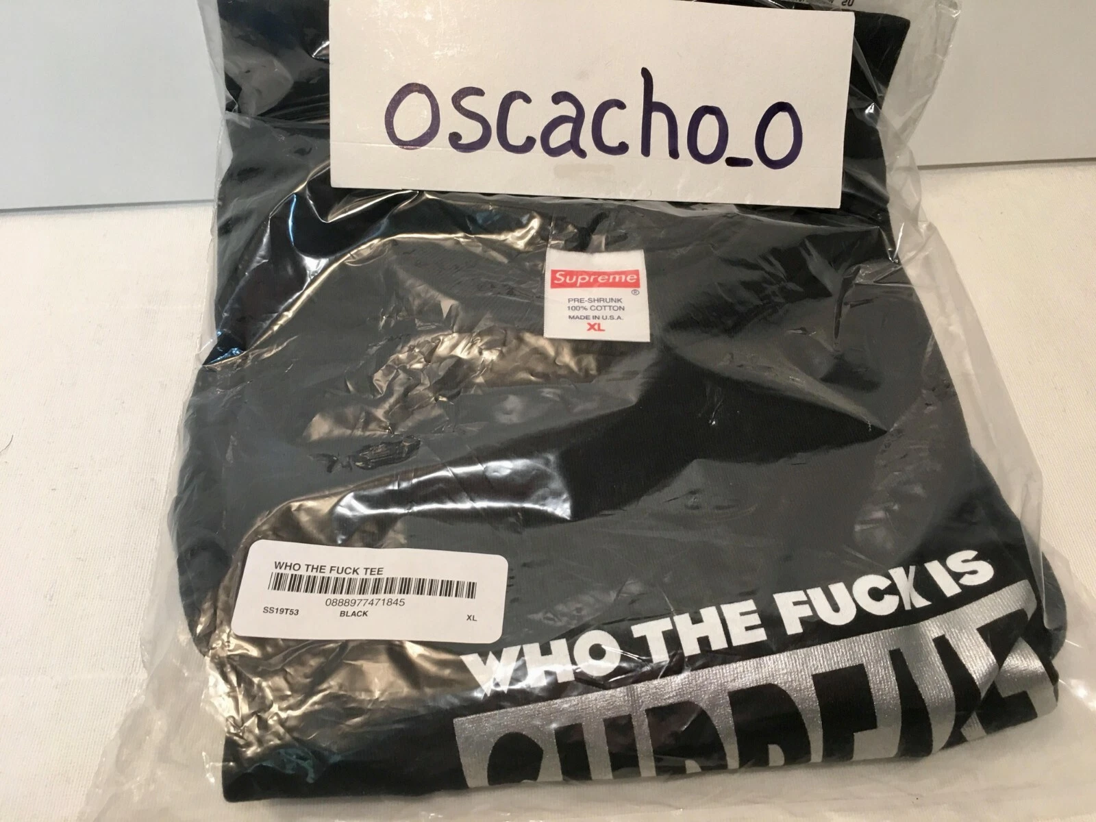 Haut tee shirt noir Supreme Who The F*ck Is taille XL SS19