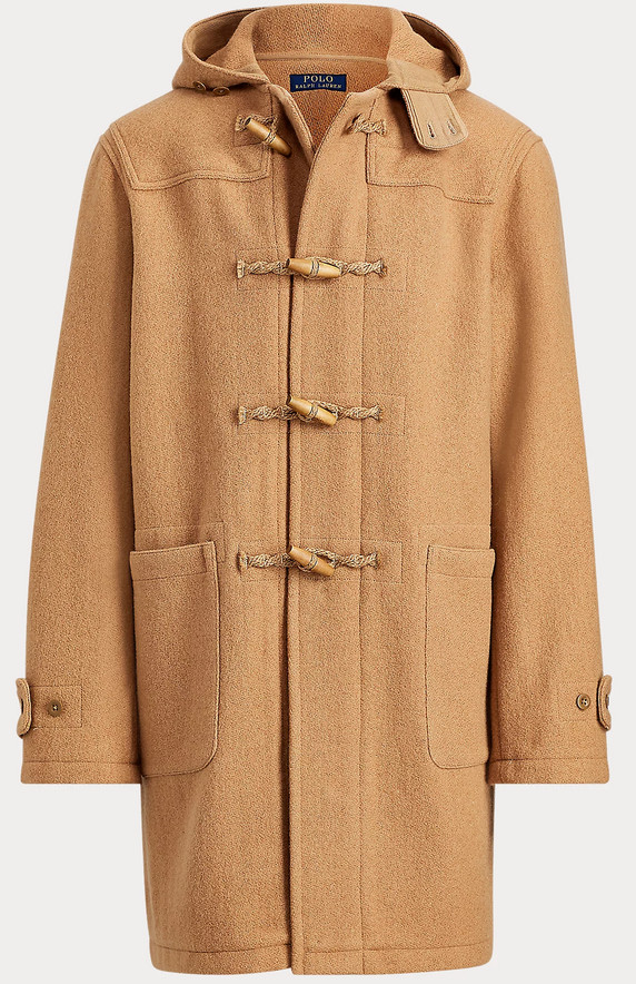 Polo Ralph Lauren Duffel Coat Jacket Twill Hooded Camel Wool Toggle NWT S XL XXL