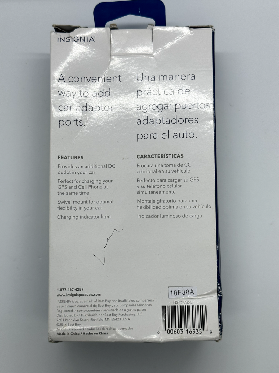 Sdoppiatore Accendisigari Insignia NS-DPADC - Adattatore Alimentazione Veicolo 12V, Nero