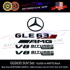 GLE63S SUV AMG V8 BITURBO 4MATIC+ Rear Star Emblem Black Combo Set Mercedes V167