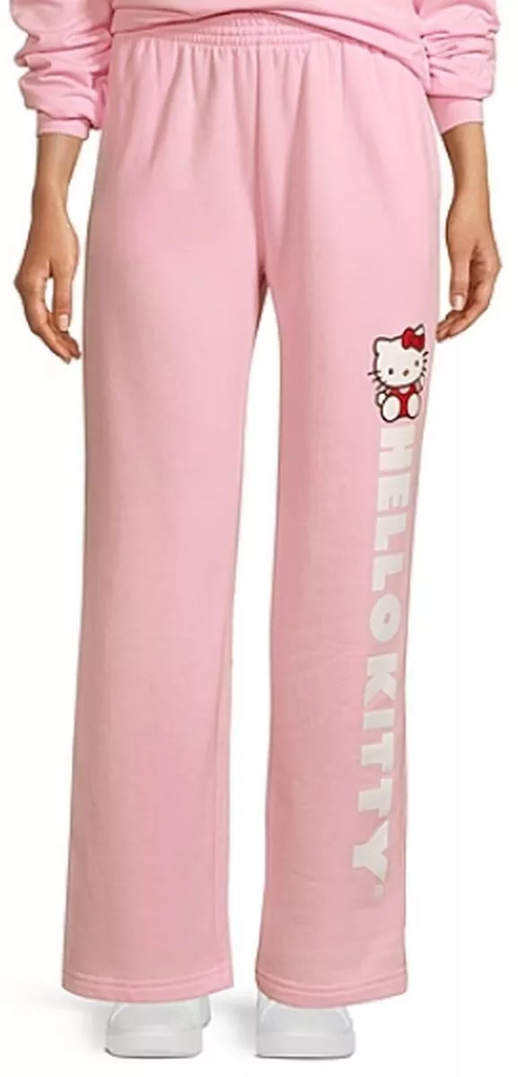 Hello Kitty Sweatpants Ladies Size Medium High Rise Flare Pink NWT