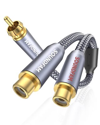 Devinal RCA Y Cable, 1 Male To 2 Female RCA Splitter Subwoofer Splitter Adapter Gold Plated - View #7