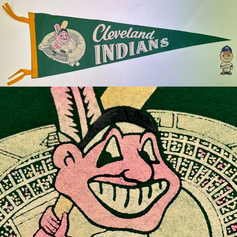 1960s Cleveland Indians Mid Size Pennant Flag Banner 8.5x26.5 Ohio Wahoo
