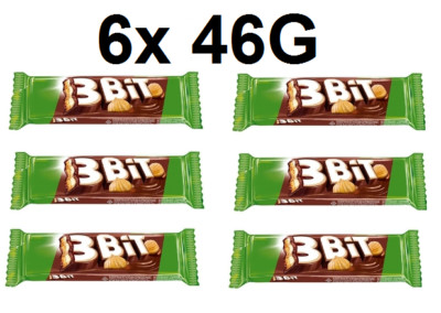 6x 3BIT HAZELNUT BAR - 6x46G = 276G - MILK CHOCOLATE COVERED BISCUIT BAR 