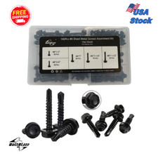 160PCS 8 Self-Tapping Screws for Metal, 410 Stainless, Hex Head