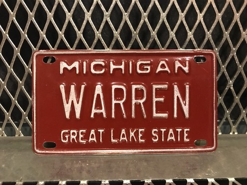 WARREN Vintage 60s MICHIGAN GREAT LAKE STATE Bicycle Vanity Metal ...