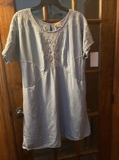Anthropologie Holding Horses Blouson Dress Women’s M Chambray Boho Embroidered