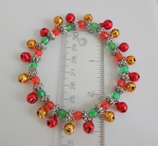 Vintage Beaded Christmas Real Jingle Bells Stretchable Bracelet