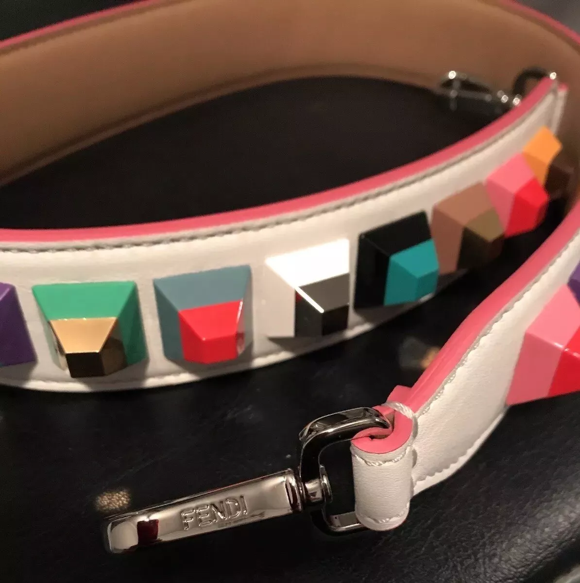 FENDI STRAP YOU White Multicolored Studded Shoulder Purse Strap