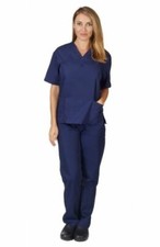 Medical Nursing Scrub Set - Women's Top Pants Set - True Navy - Small