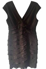 Adrianna Papell Women’s Size 12 Brown Tiered Sleeveless Sheath Dress Formal