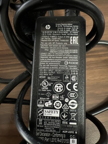 Original HP Laptop Ladegerät 19,5V 2,31A - HP Teilenr. 744481-003