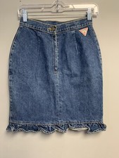 Guess Ruffle Denim Jean Skirt Vintage Y2K 2000s 24  X 20  