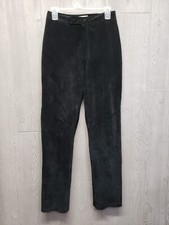 Vintage Margaret Godfrey Pants Womens 8 Suede Leather Black 26x31 Elastic Waist