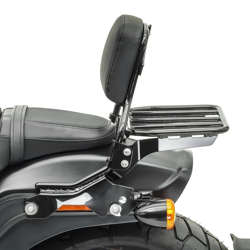 Sissybar für Harley Fat Bob / 114 18-23 R1 mit Gepäckträger und Docking schwarz - Bild 3 von 4