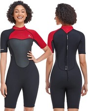 Womens Wetsuit Medium Shorty 3/2 MM Front Back Zip Snorkeling NEW Abahub