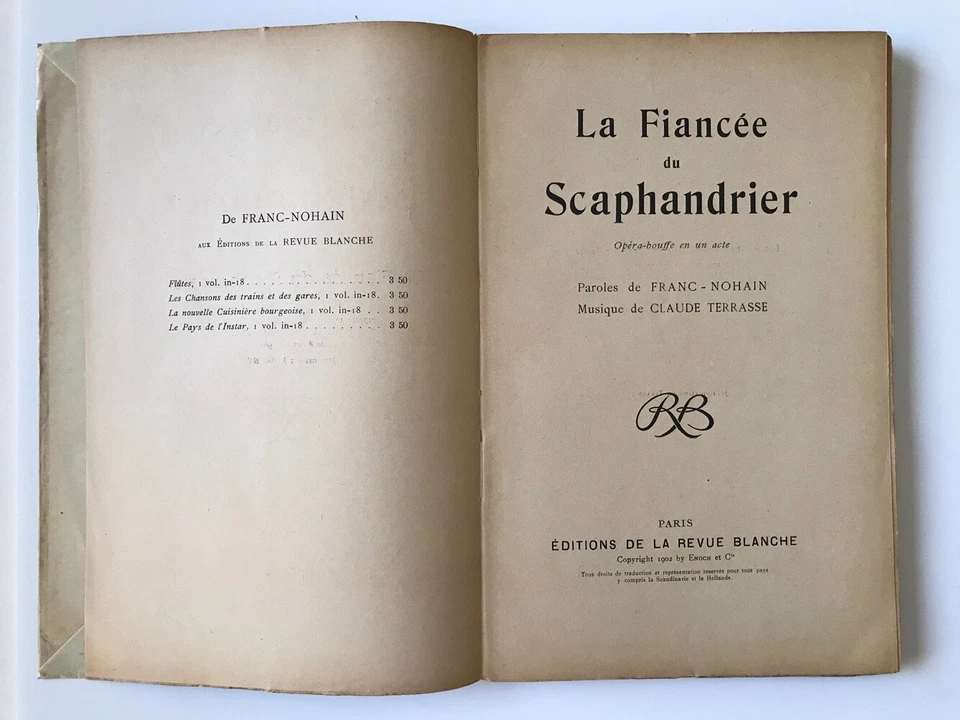 Cappiello 1902 La Fiancee du Scaphandrier Opera Music Sheets Folded Inside Book - Image 3 of 4