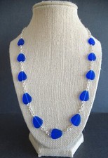 COBALT BLUE cultured sea glass beach glass jewelry choker to 24  necklace