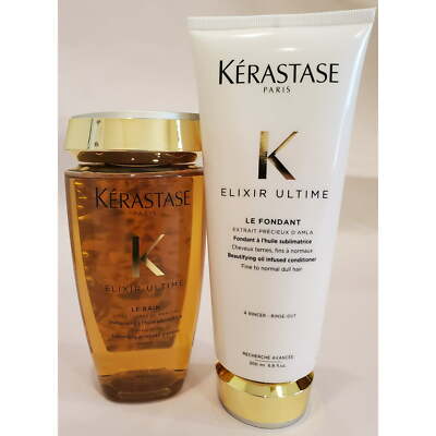 Kerastase DUO Elixir Ultime Fondant Conditioner 6.8oz & Sublimating Oil Infus...
