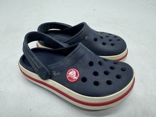 Crocs Crocband Clogs Kids Navy Red Rubber Slip-On Straps Lightweight Casual - C8