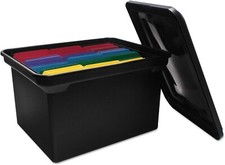 ADVANTUS File Tote with Lid, 19 x 15.5 x 11 Inches, Black (34052)