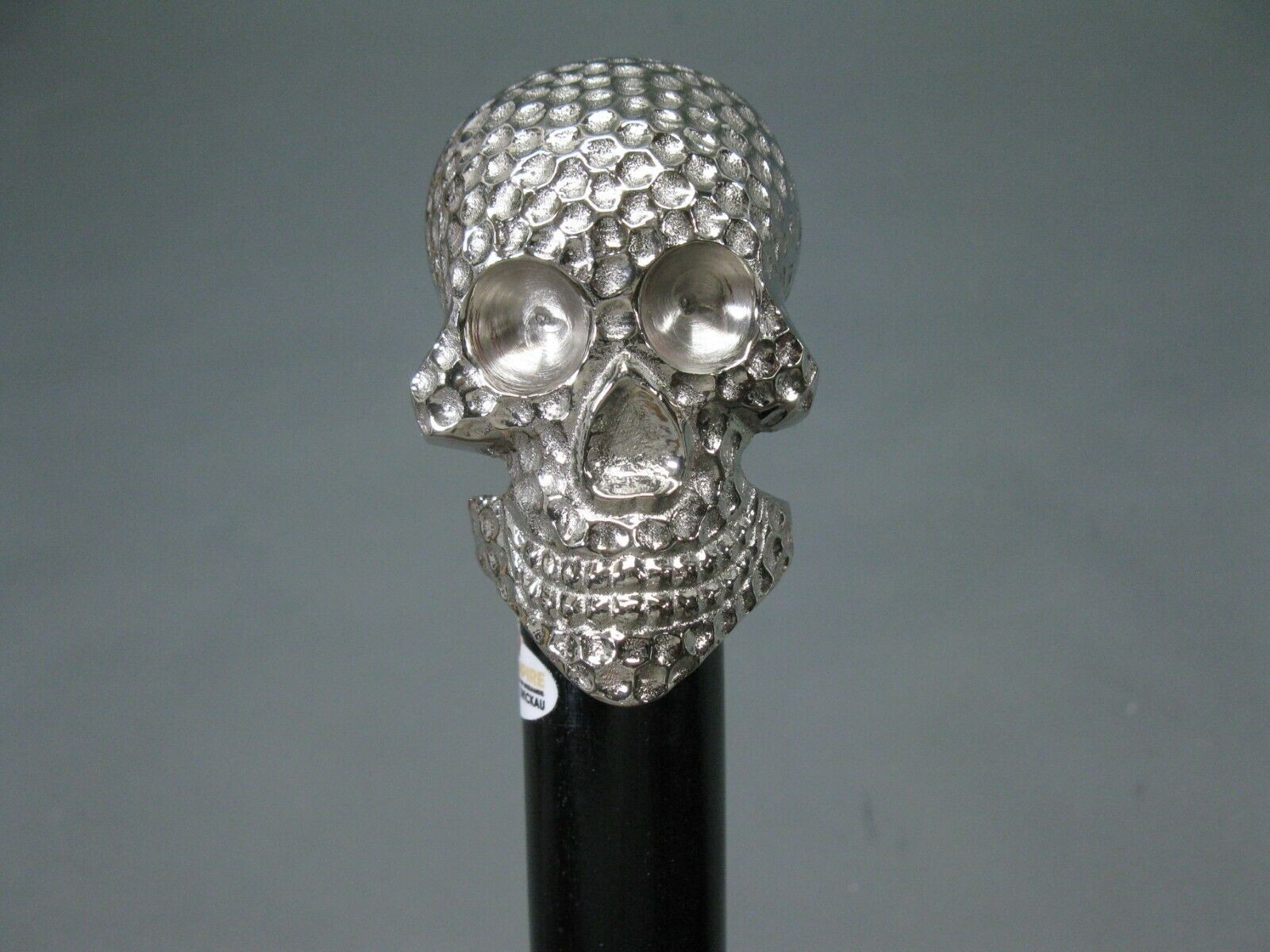 Solid Chrome Brass Skull Designer Head Handle Bla… - image 4