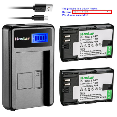 Kastar Battery LCD Charger for Canon LP-E6 LP-E6N EOS 7D EOS 7DSV EOS 7D Mark II
