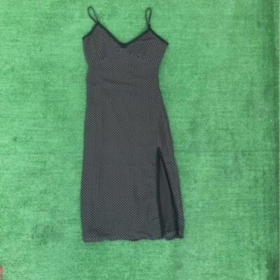 Honey Punch Black & White Polka Dot Midi Dress with Lace Details & Thigh  Slit | eBay