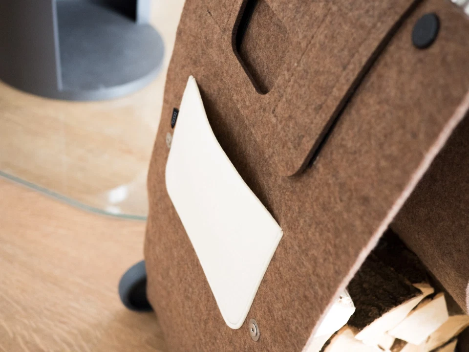 Filztrolley "Bobby" - Kaminholzwagen mit Edelstahlgestell und Außentasche - Bild 3 von 4