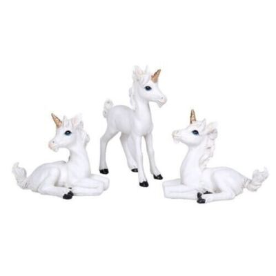 PT Mini Unicorns Set of 3 White Hand Painted Resin Mini Figures