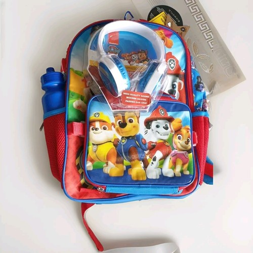 Paw Patrol 5 Piece Set Backpack + Lunch Bag + Headphone + Water Bottle + Clip