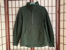 VGUC LULULEMON HI-LOW OLIVE GREEN PULLOVER COLLAR HALF ZIP-UP SWEATSHIRT SZ M/L