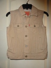 LEVIS STRAUSS TAN DENIM VEST WOMENS SMALL TRUCKER VEST TUB9