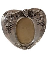 Vintage Heart Shaped Cherub Angel Silver Picture Frame 8  