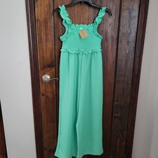 New Girls Spring Jumpsuit Sz M 10/12 Green Soft Stretchy By There Abouts Cute