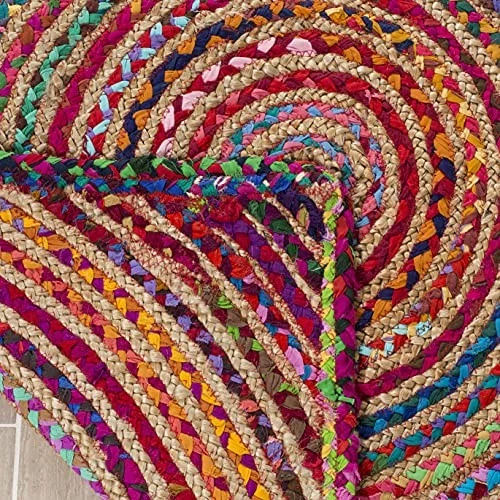  Cape Cod Collection Area Rug - 3' x 5' Oval, Red & Multi, Handmade Boho  - Image 4 of 4