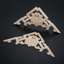Chic Wood Mouldings Carved Corner Applique Onlay Floral Decal Decorative Craft