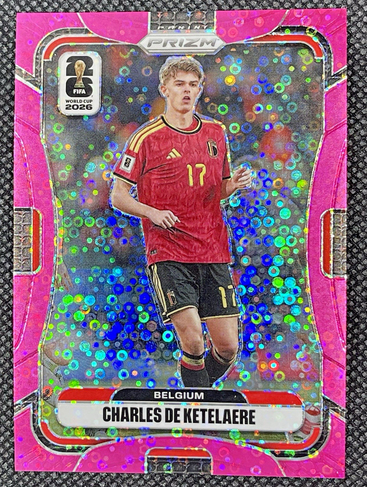 26 Panini Prizm World Cup Charles De Ketelaere Pink Sparkle Disco /199 #156 Bel