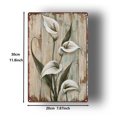 Vintage Floral Calla Lily Metal Sign Rustic Botanical Wall Art for Home &Office