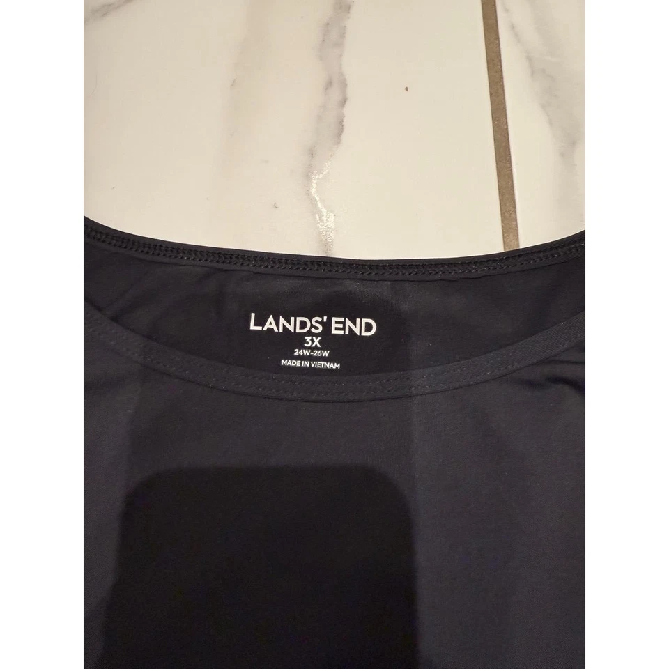 Lands End Plus Womens Swim Set 3X 24W Black Rash Guard Skirt Shorts Beach Pool - Image 4 of 4