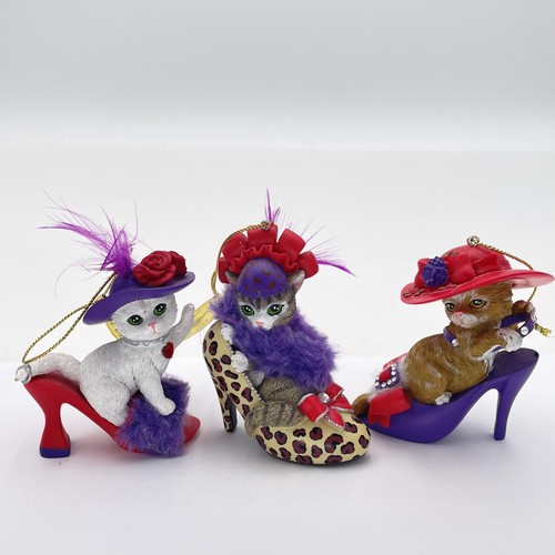 Sassy Cat-tudes Collection Set 1 Cat Figurine Ornaments High Heel Shoes Red Hat
