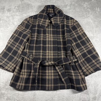 Focus 2000 Double Breasted Lined Jacket 3/4 Sleeve Wool blend 2 Buttons Sz 14W