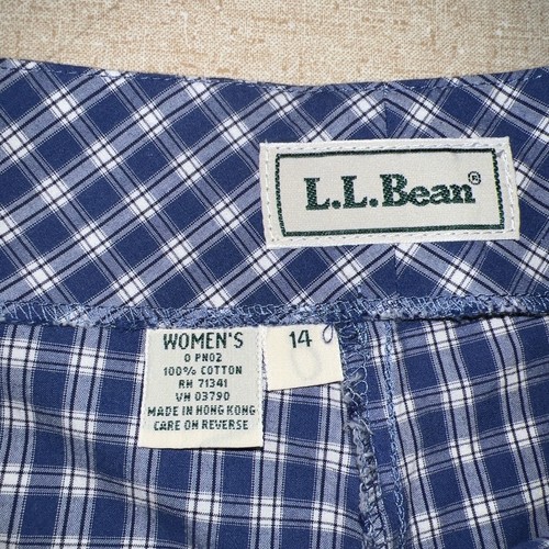Vintage Ladies LL Bean Shorts Blue White Check Size 14 New WOT - Picture 3 of 6