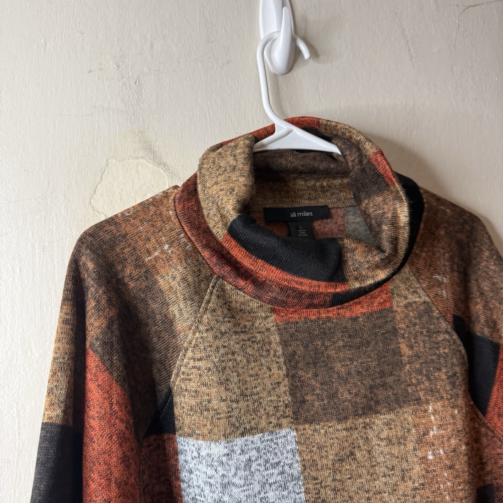 Ali Miles Multicolor Patchwork Cowlneck Pullover … - image 3