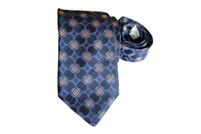 JOHN W. NORDSTROM MEN'S TIE NAVY BLUE/GEOMETRIC WIDTH: 3.75" LENGTH: 59"