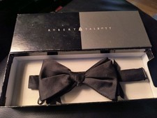Robert Talbott Protocol, Black Bow Tie, pure silk hook close In Box