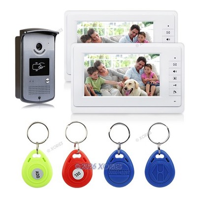 7'' Video Door Intercom Entry System RFID Unlocking 700TVL Vandal Proof Camera