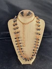 Vintage Black Gold Tone Necklace Jewelry Lot Clip On Earrings Art Deco Style